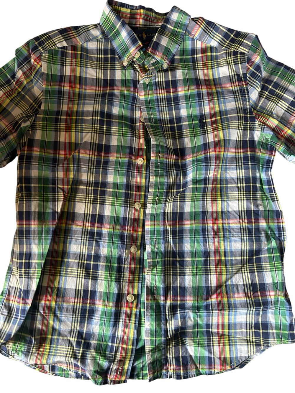 Ralph Lauren green blue red yellow plaid shirt size 10-12